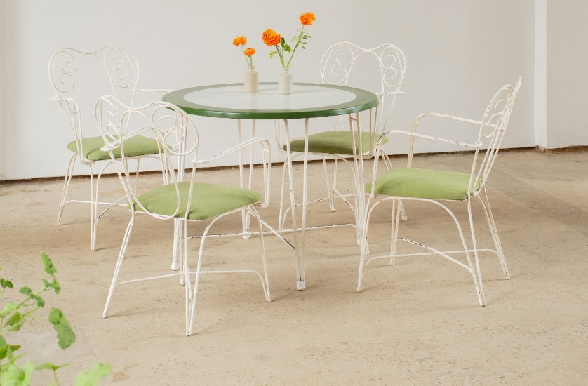 Mid Century Garden Table & 4 Chairs Re-Finished & Upholstered
