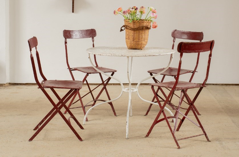 Mid Century Iron & Pierced Metal Circular Garden Table
