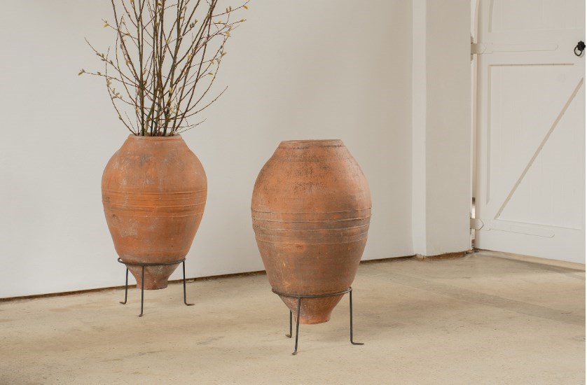 Large Vintage Terracotta Planters On Stands